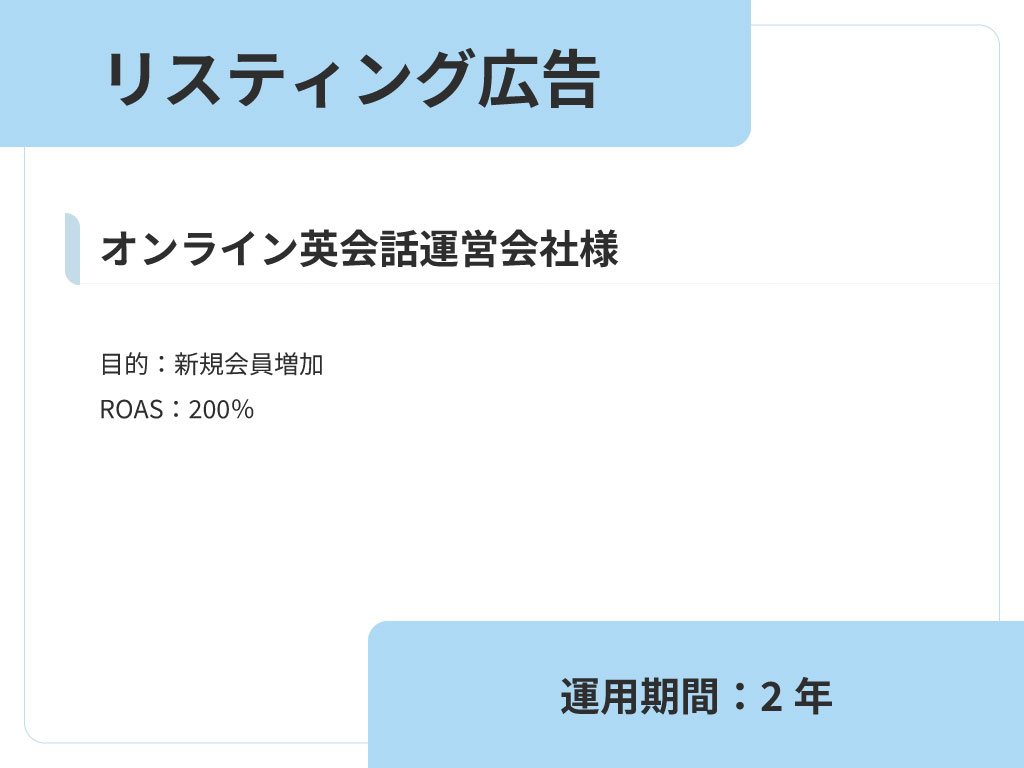 オンライン英会話運営会社様リスティング広告運用支援